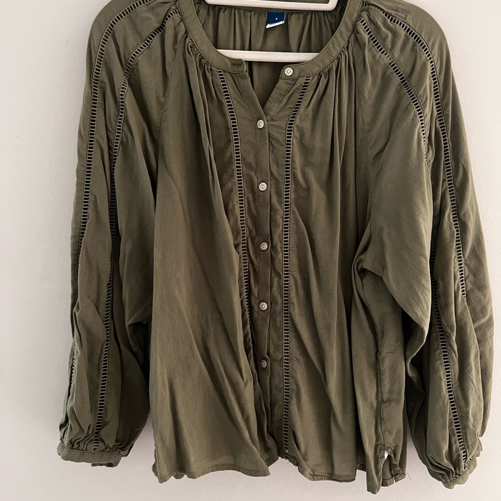 Olive Green Button Down Blouse